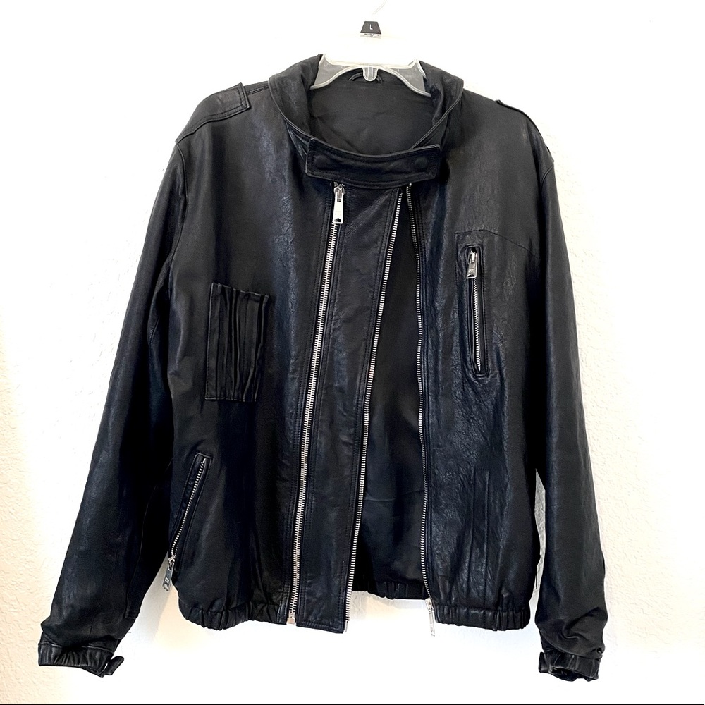 Simon Spurr Real Leather Jacket Black